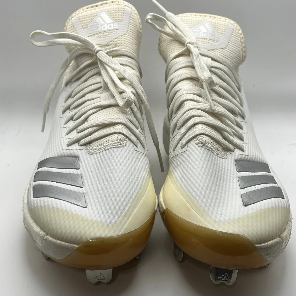 Adidas Men's Icon Bounce Baseball‎ Cleats White Silver Size 7 Metal Spikes